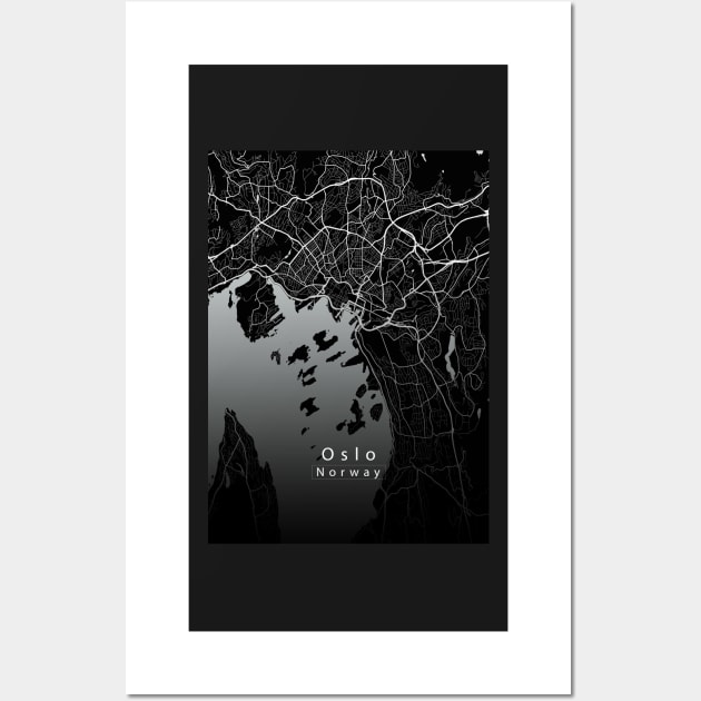 Oslo Norway City Map dark Wall Art by Robin-Niemczyk